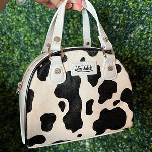 Vintage Von Dutch Cow Print Pony Hair Bowling Bag Authentic